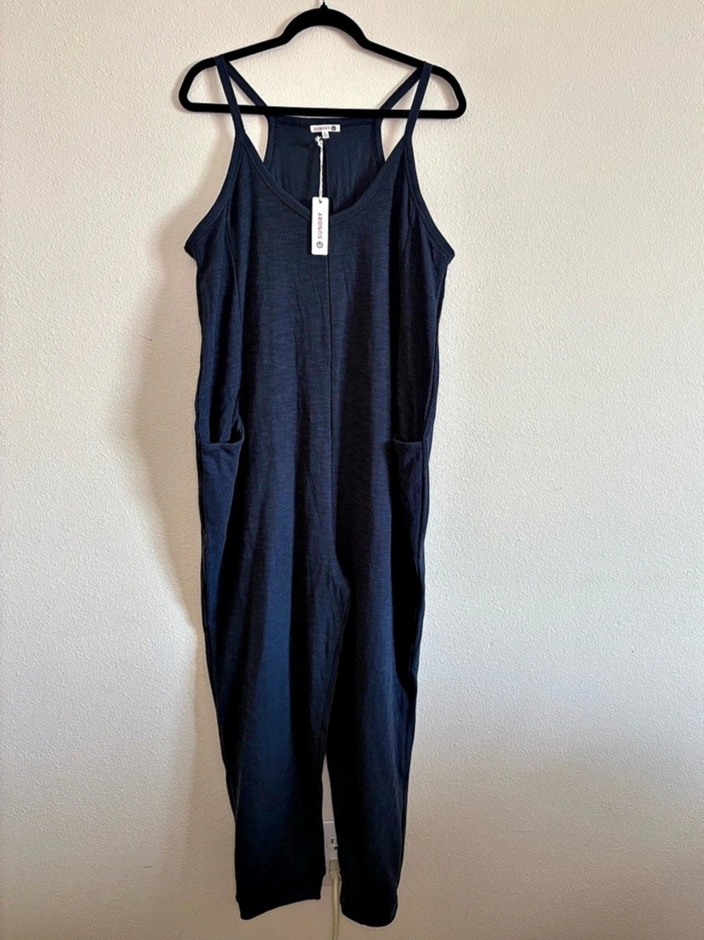 SUNDRY Sleeveless Jumpsuit in Dark Blue Size L NWT
